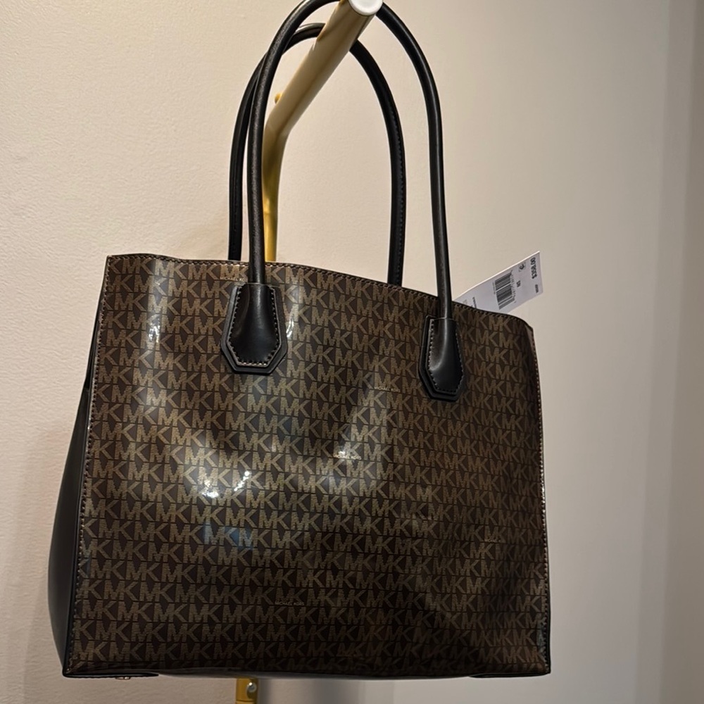 Michael Kors Brown and Black Tote Bag with Signature Monogram - Picture 6 of 15